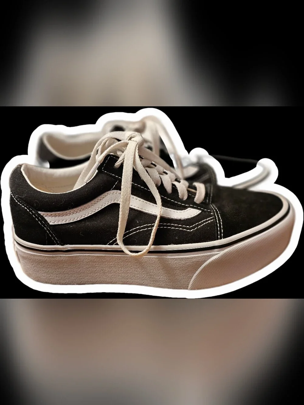 Vans Old Skool Stackform Skate Shoe Black White Wo Size 5.5 Men Size 7